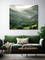 Verdant Valley Landscapes: A Serene Canvas Print of Green Valleys and Hills