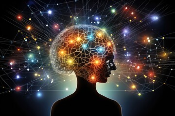 Colorful Brain, canvas of creativity, mindscapes artistry. Ingenious visionary, brilliant spectrums of imaginary realms. Creative cognition thinking blend conceptual brainwaves, imagery and innovation