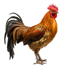Fototapeta premium rooster farm animal portrait on transparent background, generative ai
