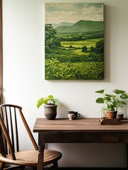 Verdant Valley Landscapes: Rustic Wall Decor Featuring Country Green Fields