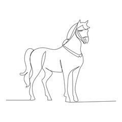 Horse continuous one line drawing outline vector illustration