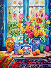 Spectacular Fiesta Patterns: Acrylic Landscape Art in a Burst of Color