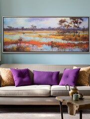 Vibrant Marshland Hues Panoramic Landscape Print