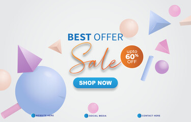  best offer sale discount template banner with blank space for product sale with abstract gradient white background design