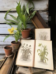 Vintage Botanical Sketches: Riverside Painting of Waterside Plant Art