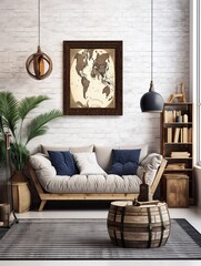 Vintage Nautical Maps Canvas Print Landscape, Ocean Exploration and Vintage Art Print