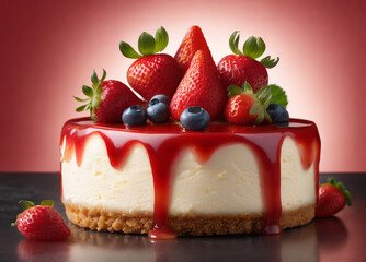 Strawberry Cheesecake Close-Up on the Table