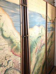 Vintage Nautical Maps Rolling Hills Art: Coastal Hills, Maritime Landscape
