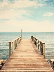 Obraz premium Vintage Seaside Piers Earth Tones Art: Rustic Dock View and Natural Pier Print