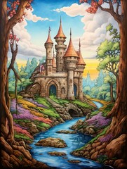 Whimsical Fairy-tale Castles: Framed Landscape Print of Decorative Domiciles - Gallery Gems.