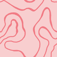 Wavy Seamless Trippy Pattern. Seamless pattern of colorful abstract squiggles print, scribble spiral and wavy lines. retro 80s style. Chaotic ink brush scribbles. Vector illustration