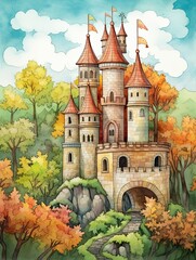 Whimsical Fairy-tale Castles: Vintage Art Print - Timeless Towers of Age-old Architecture