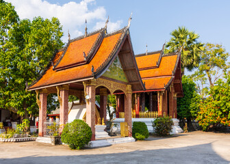 Wat Sibounheuang, a buddist temple as seen from the courtyard in Luang Prabang, Laos.