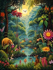 Whimsical Woodland Creatures: Breathtaking Rainforest Jungle Art
