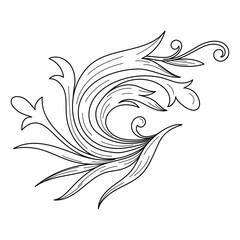 vintage flourish ornament. floral retro pattern antique style. Black and white engraved ink art.
