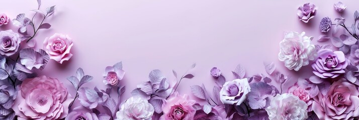 Lilac Flowers Roses Paper Greeting Card, Banner Image For Website, Background, Desktop Wallpaper