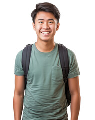  young Asian student on transparent background