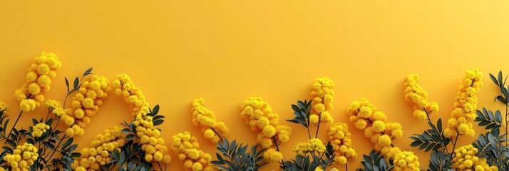  Mockup Yellow Mimosa Flowers Blank Photo, Banner Image For Website, Background, Desktop Wallpaper