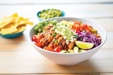 veggie burrito bowl at a fast-casual eatery