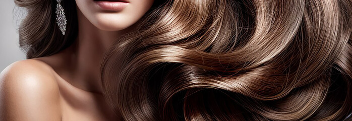 Obraz premium Brunette. Dark curls of hair.