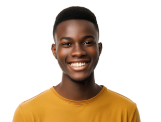 Happy African American College Student on Isolated Transparent Background