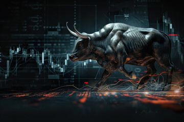 Obraz premium The bull and chart of stock market for business