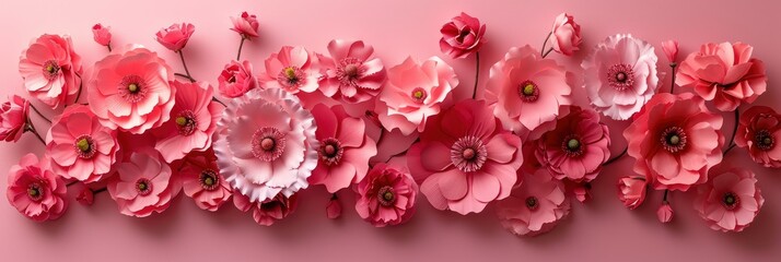  Pink Paper Flowers Stunning On Eyes, Banner Image For Website, Background, Desktop Wallpaper