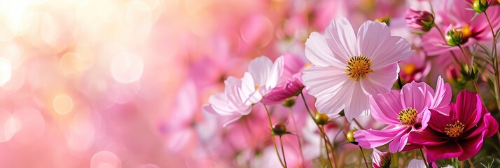  Pink White Cosmos Flower Beautiful Close, Banner Image For Website, Background, Desktop Wallpaper