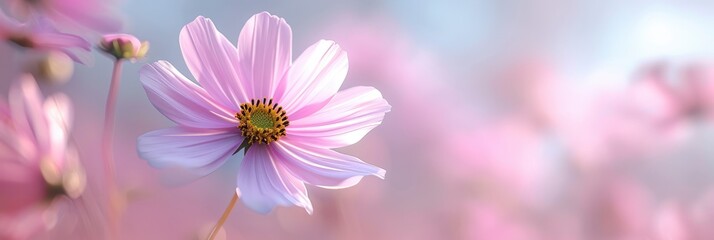  Pink White Cosmos Flower Beautiful Close, Banner Image For Website, Background, Desktop Wallpaper