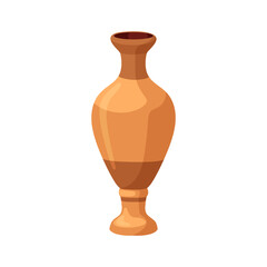 Old pottery, antique vase. Ancient Greek vessel, earthenware. Vintage clay pot. Historical Roman crockery, stoneware. Flat cartoon graphic vector illustration isolated on white background