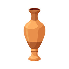 Old pottery, antique vase. Ancient Greek vessel, earthenware. Vintage clay pot. Historical Roman crockery, stoneware. Flat cartoon graphic vector illustration isolated on white background