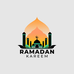 Ramadhan Logo Concept Vector. Islamic Logo Template Isolated in White Background.
