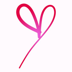 pink hand drawn symbol of heart, expressing love
