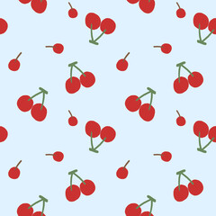 red cherry seamless pattern. cartoon Pattern for textiles, wrapping paper, wallpapers, backgrounds