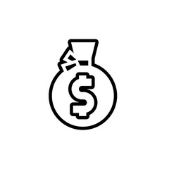 Money bag icon with dollar symbol, made in line style.