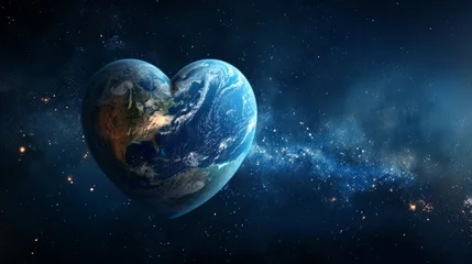 Poster Planet earth in the shape of a heart view from space. Cosmic love © Vladimir