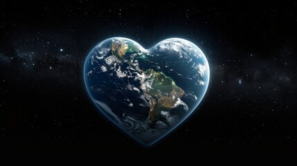 Naklejka na ściany i meble Planet earth in the shape of a heart view from space. Cosmic love