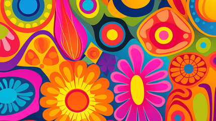 Fototapeta na wymiar Seamless pattern with abstract colorful flowers.