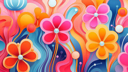 Abstract background with paper cut flowers.