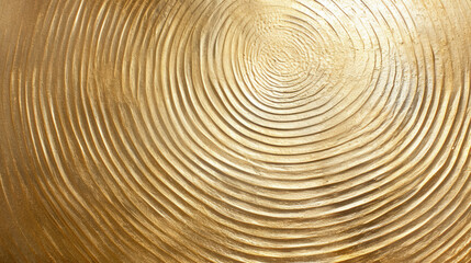 Radial, round, golden metal matte background texture. Gold colored steel pattern for background.