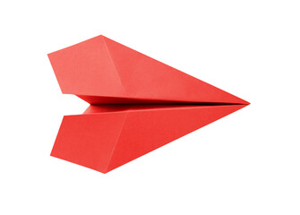 Red paper plane origami isolated on a white background