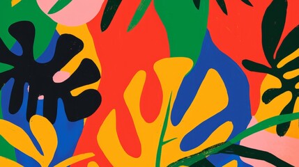 Naklejka premium Naive colorful floral art illustrations in minimalist style. Vibrant flowers and leaves