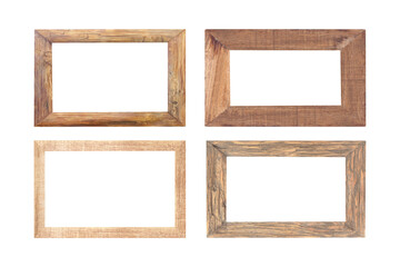 Wood sign frame or wooden panel frame foue style isolated on white ,clipping path included for design.