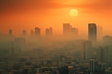 Fototapeta premium Cities with air pollution