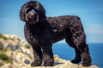 Purebred purebred beautiful dog breed Cao De Agua Portuguese Water.