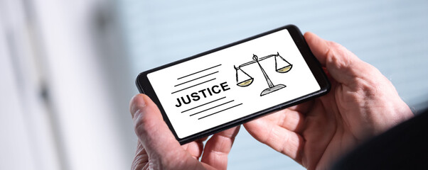 Justice concept on a smartphone