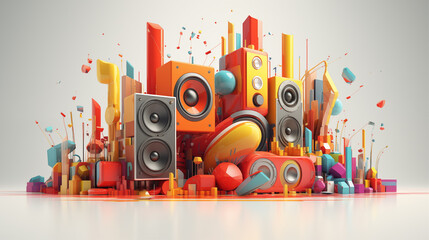 sound 3d illustration. generative ai