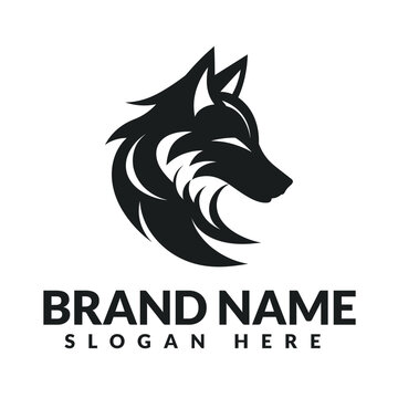 Wolf head minimalist logo design vector