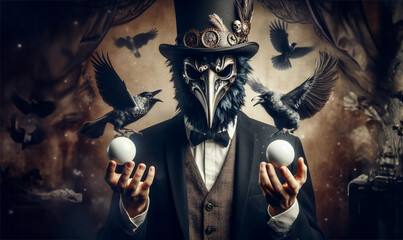 Le magicien corbeaux  - obrazy, fototapety, plakaty