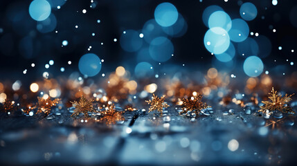 Glittering snowflakes Blue Background